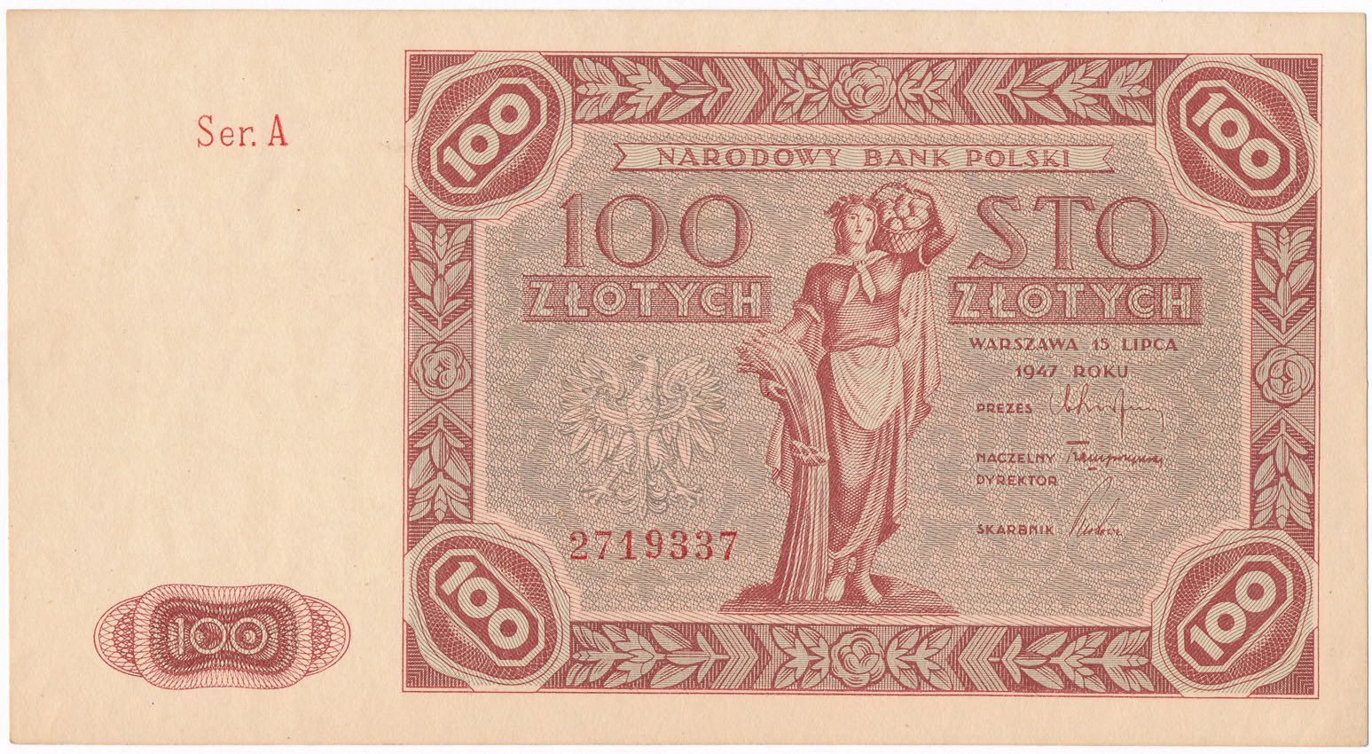 100 złotych 1947 seria A , Rzadkość
